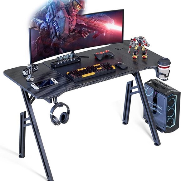 New 47 Inch Gaming Computer Desk - Ergonomic Carbon Fiber PC Table, Large Desk - Picture 2 of 10